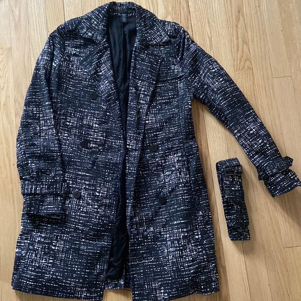 Kenneth Cole Black Combo Trench Coat - Size S